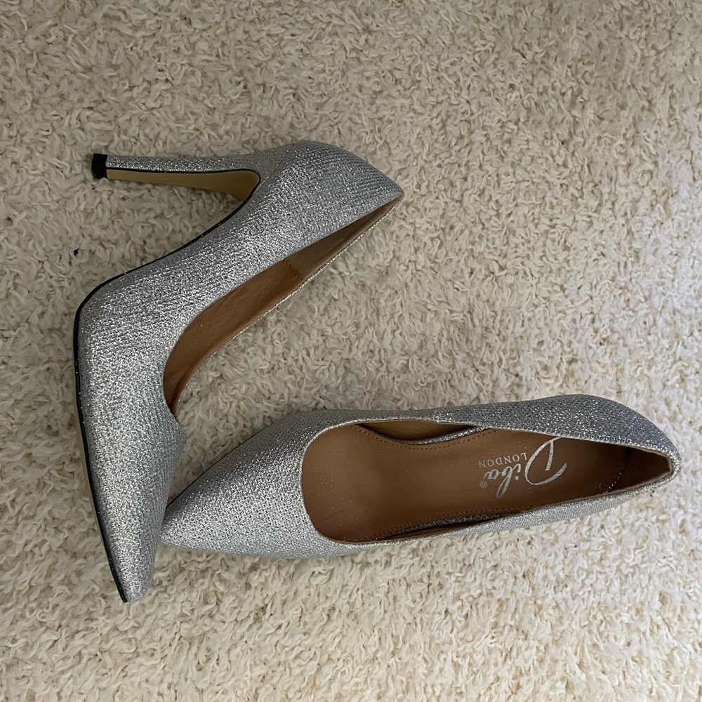 Silver glitter heels